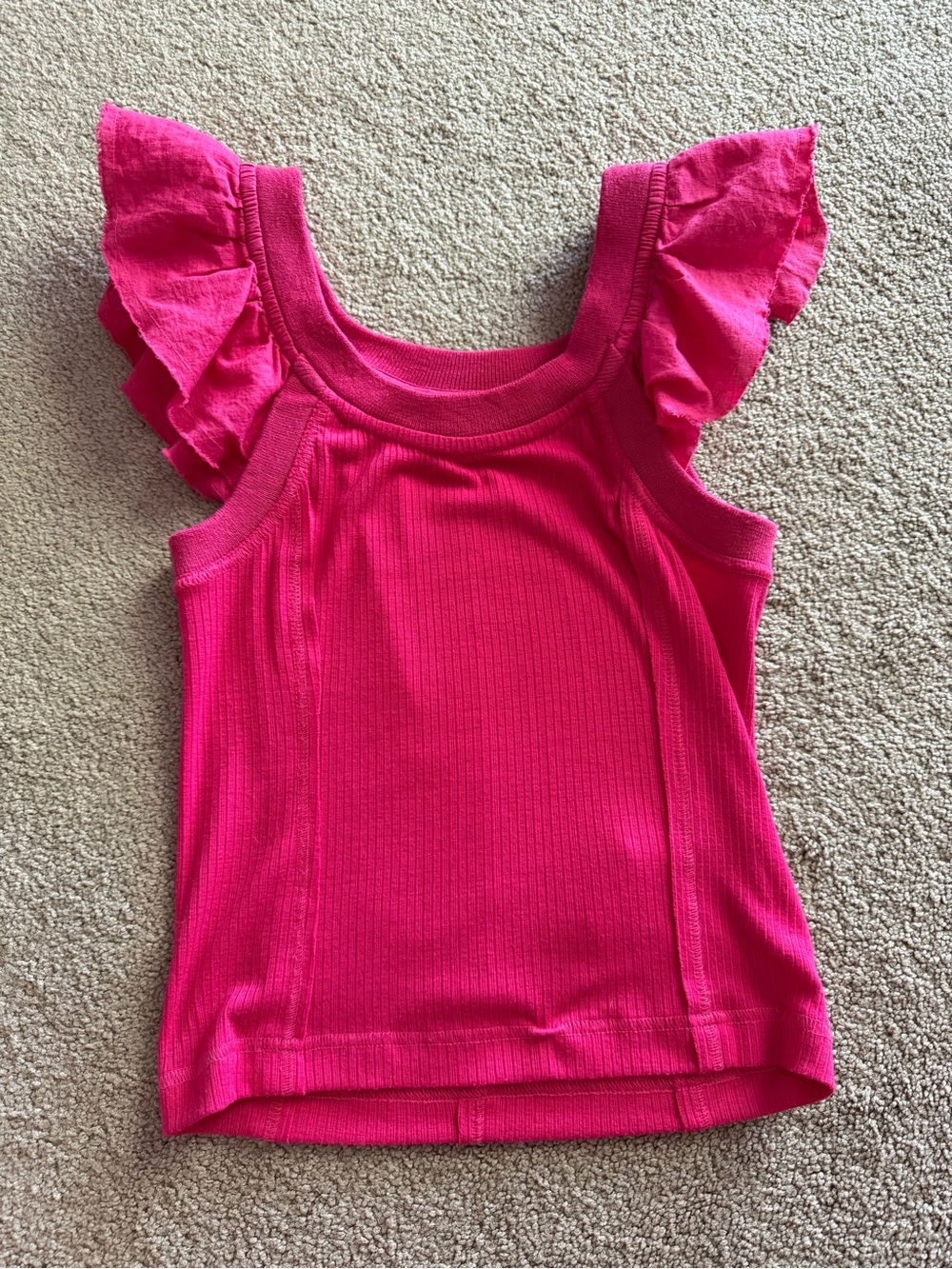 Pilcro women’s Bright Pink Ruffle Sleeve Tank Top